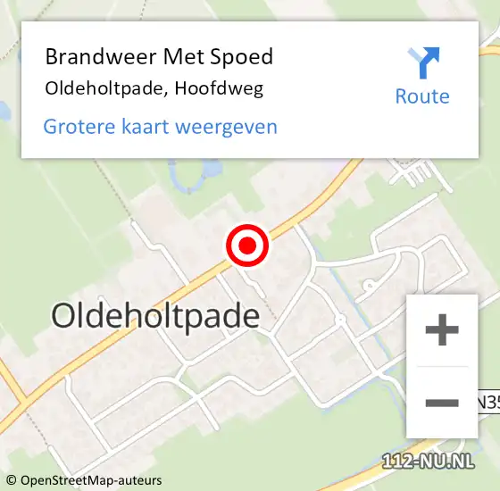 Locatie op kaart van de 112 melding: Brandweer Met Spoed Naar Oldeholtpade, Hoofdweg op 27 mei 2018 08:50