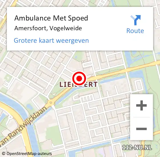 Locatie op kaart van de 112 melding: Ambulance Met Spoed Naar Amersfoort, Vogelweide op 27 mei 2018 09:26