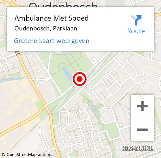 Locatie op kaart van de 112 melding: Ambulance Met Spoed Naar Oudenbosch, Parklaan op 27 mei 2018 09:36