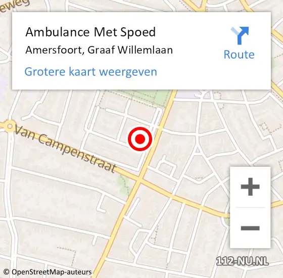 Locatie op kaart van de 112 melding: Ambulance Met Spoed Naar Amersfoort, Graaf Willemlaan op 27 mei 2018 09:45