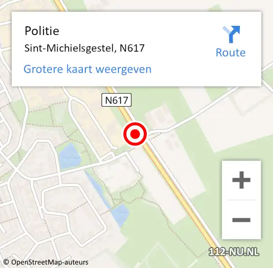 Locatie op kaart van de 112 melding: Politie Sint-Michielsgestel, N617 op 27 mei 2018 09:58