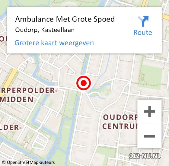 Locatie op kaart van de 112 melding: Ambulance Met Grote Spoed Naar Oudorp, Kasteellaan op 27 mei 2018 10:05