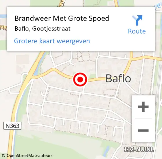 Locatie op kaart van de 112 melding: Brandweer Met Grote Spoed Naar Baflo, Gootjesstraat op 27 mei 2018 10:44