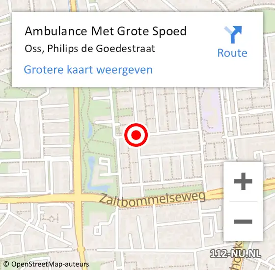 Locatie op kaart van de 112 melding: Ambulance Met Grote Spoed Naar Oss, Philips de Goedestraat op 27 mei 2018 12:18