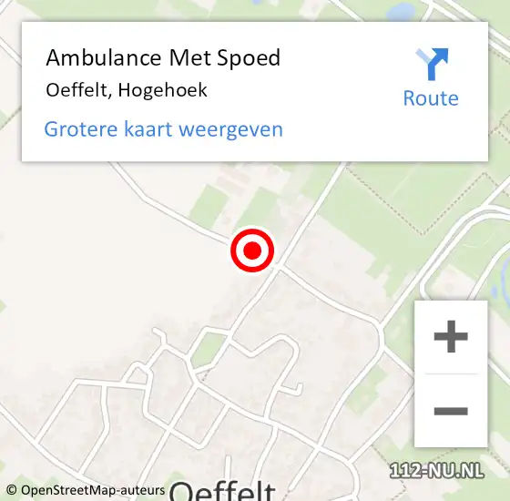 Locatie op kaart van de 112 melding: Ambulance Met Spoed Naar Oeffelt, Hogehoek op 27 mei 2018 12:43