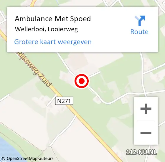 Locatie op kaart van de 112 melding: Ambulance Met Spoed Naar Wellerlooi, Looierweg op 27 mei 2018 13:02