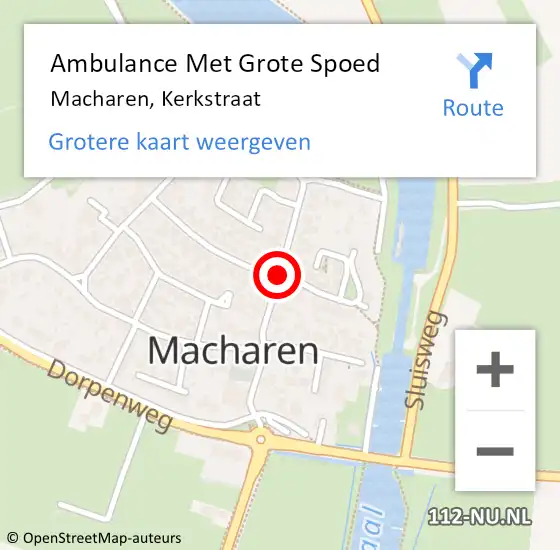 Locatie op kaart van de 112 melding: Ambulance Met Grote Spoed Naar Macharen, Kerkstraat op 27 mei 2018 13:19