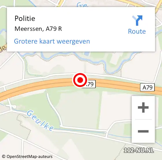 Locatie op kaart van de 112 melding: Politie Meerssen, A79 R op 27 mei 2018 13:30