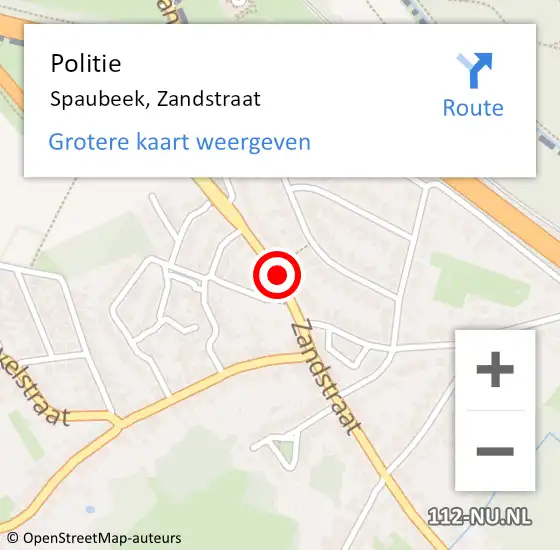 Locatie op kaart van de 112 melding: Politie Spaubeek, Zandstraat op 27 mei 2018 13:38