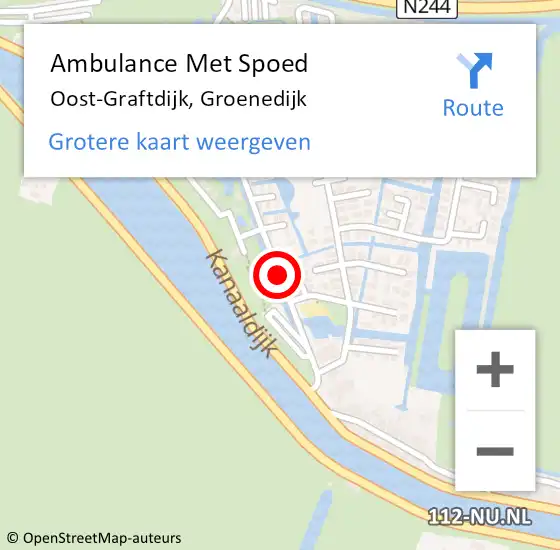 Locatie op kaart van de 112 melding: Ambulance Met Spoed Naar Oost-Graftdijk, Groenedijk op 27 mei 2018 13:46