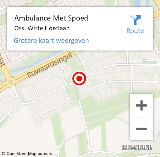 Locatie op kaart van de 112 melding: Ambulance Met Spoed Naar Oss, Witte Hoeflaan op 27 mei 2018 14:01