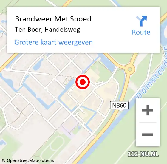 Locatie op kaart van de 112 melding: Brandweer Met Spoed Naar Ten Boer, Handelsweg op 27 mei 2018 14:22