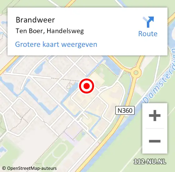 Locatie op kaart van de 112 melding: Brandweer Ten Boer, Handelsweg op 27 mei 2018 14:24