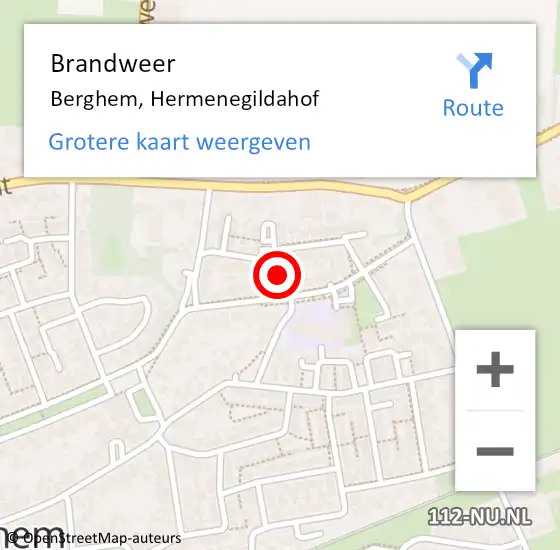 Locatie op kaart van de 112 melding: Brandweer Berghem, Hermenegildahof op 25 februari 2014 20:10