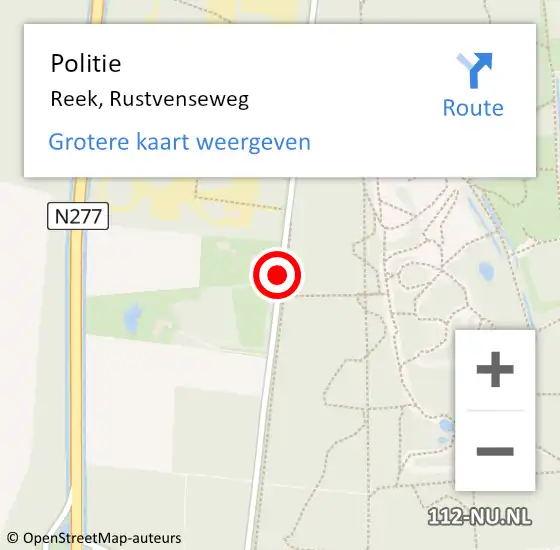 Locatie op kaart van de 112 melding: Politie Reek, Rustvenseweg op 27 mei 2018 14:56