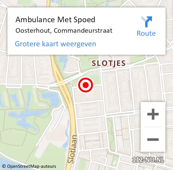 Locatie op kaart van de 112 melding: Ambulance Met Spoed Naar Oosterhout, Commandeurstraat op 27 mei 2018 15:10