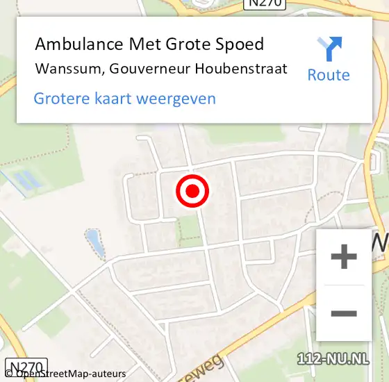 Locatie op kaart van de 112 melding: Ambulance Met Grote Spoed Naar Wanssum, Gouverneur Houbenstraat op 27 mei 2018 15:15