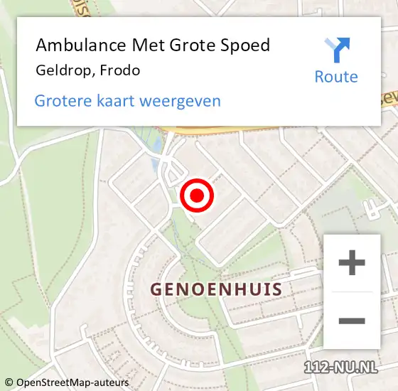 Locatie op kaart van de 112 melding: Ambulance Met Grote Spoed Naar Geldrop, Frodo op 27 mei 2018 15:23