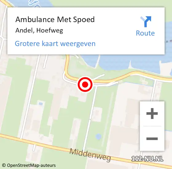 Locatie op kaart van de 112 melding: Ambulance Met Spoed Naar Andel, Hoefweg op 27 mei 2018 15:32