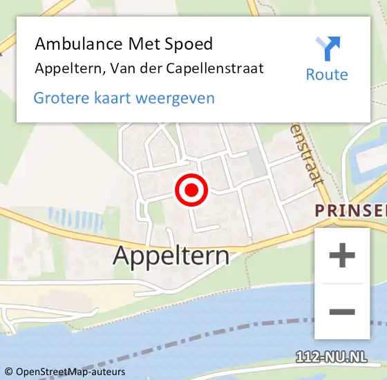 Locatie op kaart van de 112 melding: Ambulance Met Spoed Naar Appeltern, Van der Capellenstraat op 27 mei 2018 15:38