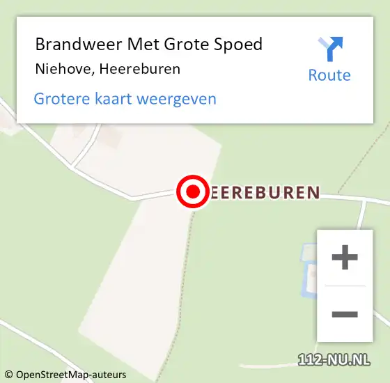 Locatie op kaart van de 112 melding: Brandweer Met Grote Spoed Naar Niehove, Heereburen op 27 mei 2018 16:05