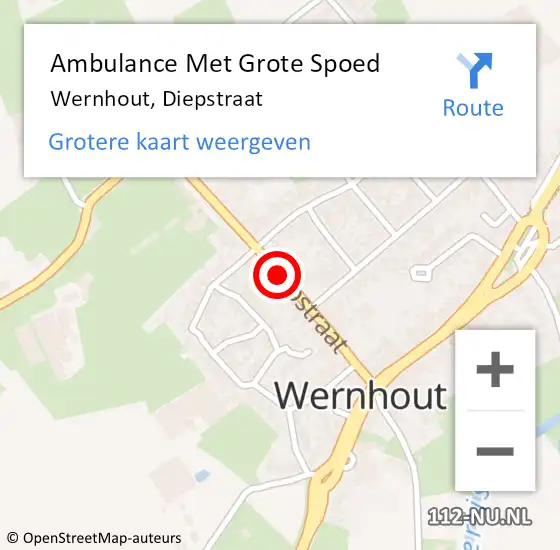 Locatie op kaart van de 112 melding: Ambulance Met Grote Spoed Naar Wernhout, Diepstraat op 27 mei 2018 16:12