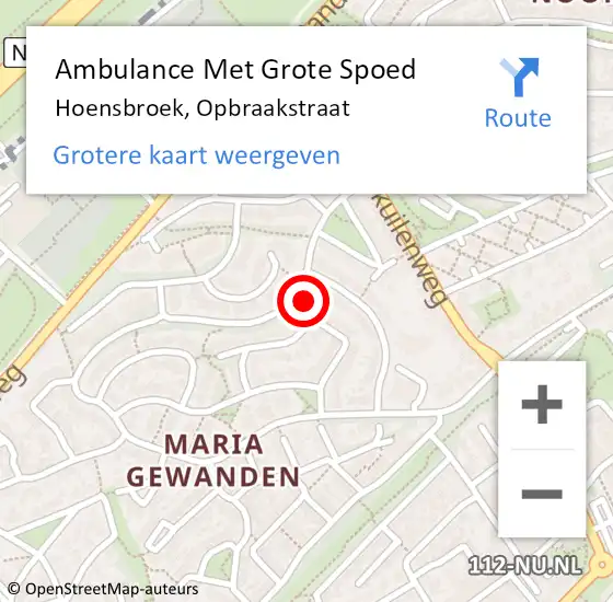 Locatie op kaart van de 112 melding: Ambulance Met Grote Spoed Naar Hoensbroek, Opbraakstraat op 25 februari 2014 20:21