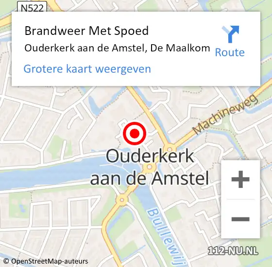 Locatie op kaart van de 112 melding: Brandweer Met Spoed Naar Ouderkerk aan de Amstel, De Maalkom op 27 mei 2018 16:24