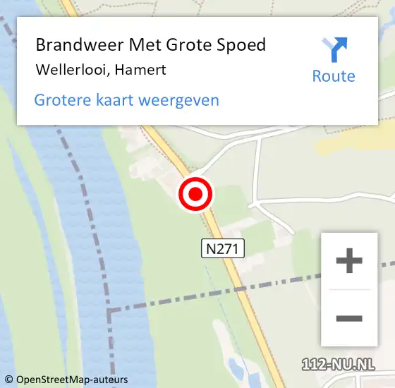 Locatie op kaart van de 112 melding: Brandweer Met Grote Spoed Naar Wellerlooi, Hamert op 27 mei 2018 16:25