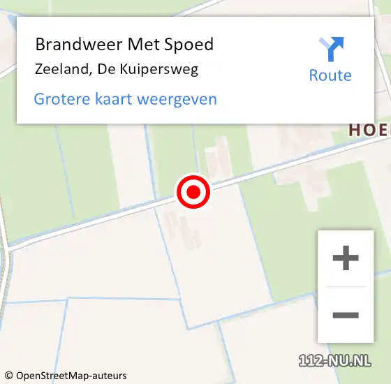 Locatie op kaart van de 112 melding: Brandweer Met Spoed Naar Zeeland, De Kuipersweg op 27 mei 2018 16:27