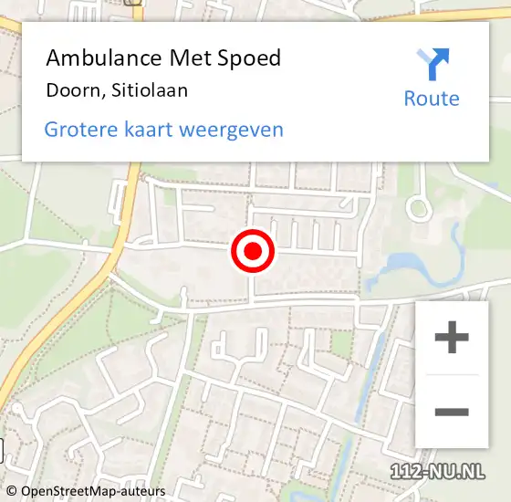 Locatie op kaart van de 112 melding: Ambulance Met Spoed Naar Doorn, Sitiolaan op 27 mei 2018 16:34