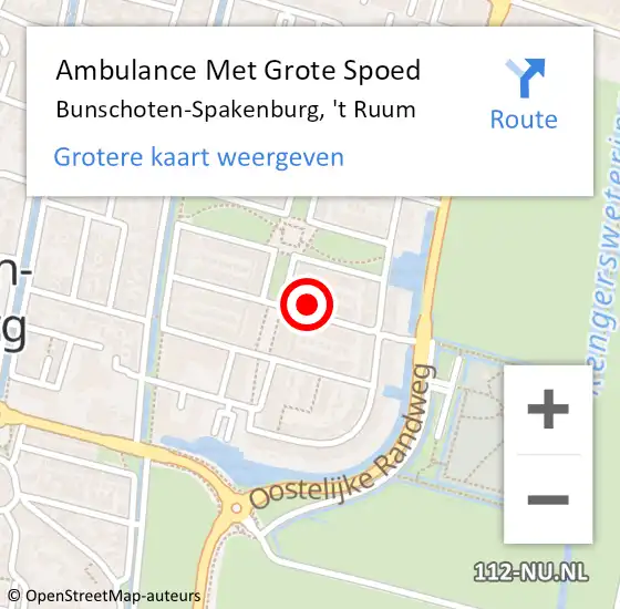 Locatie op kaart van de 112 melding: Ambulance Met Grote Spoed Naar Bunschoten-Spakenburg, 't Ruum op 27 mei 2018 16:58