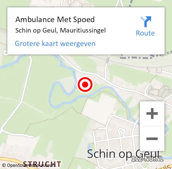 Locatie op kaart van de 112 melding: Ambulance Met Spoed Naar Schin op Geul, Mauritiussingel op 25 februari 2014 20:31