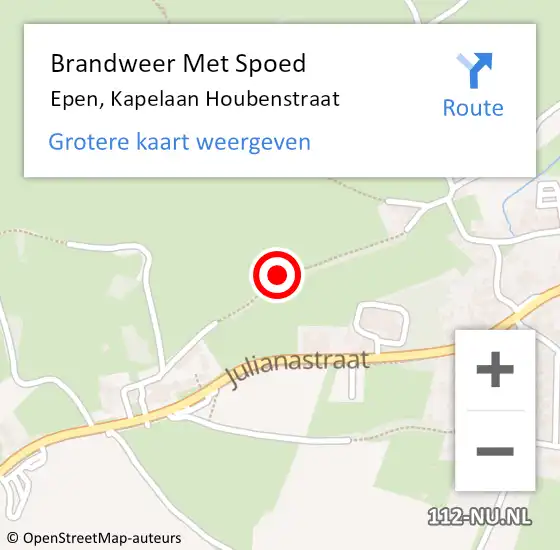 Locatie op kaart van de 112 melding: Brandweer Met Spoed Naar Epen, Kapelaan Houbenstraat op 27 mei 2018 18:46