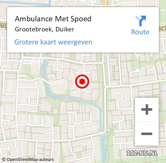 Locatie op kaart van de 112 melding: Ambulance Met Spoed Naar Grootebroek, Duiker op 27 mei 2018 18:55