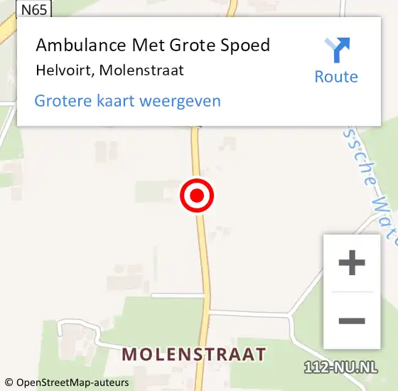 Locatie op kaart van de 112 melding: Ambulance Met Grote Spoed Naar Helvoirt, Molenstraat op 27 mei 2018 19:05