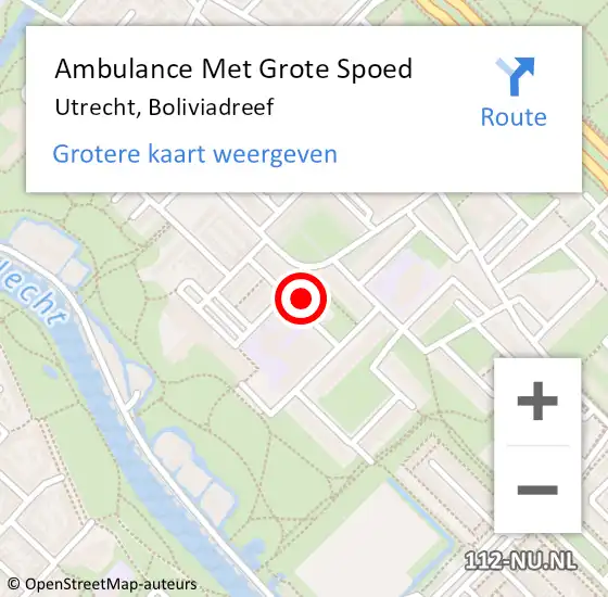 Locatie op kaart van de 112 melding: Ambulance Met Grote Spoed Naar Utrecht, Boliviadreef op 27 mei 2018 19:06