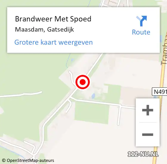 Locatie op kaart van de 112 melding: Brandweer Met Spoed Naar Maasdam, Gatsedijk op 27 mei 2018 19:22