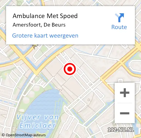 Locatie op kaart van de 112 melding: Ambulance Met Spoed Naar Amersfoort, De Beurs op 27 mei 2018 20:58