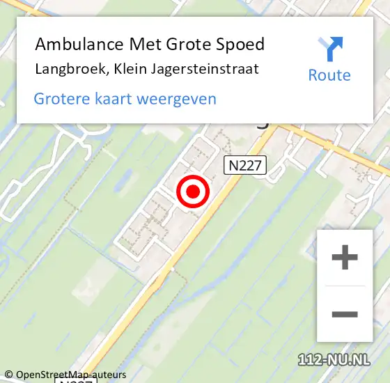 Locatie op kaart van de 112 melding: Ambulance Met Grote Spoed Naar Langbroek, Klein Jagersteinstraat op 27 mei 2018 21:07