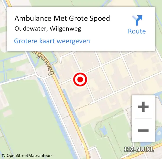 Locatie op kaart van de 112 melding: Ambulance Met Grote Spoed Naar Oudewater, Wilgenweg op 27 mei 2018 22:08