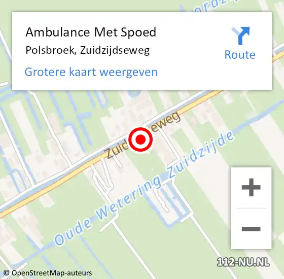 Locatie op kaart van de 112 melding: Ambulance Met Spoed Naar Polsbroek, Zuidzijdseweg op 27 mei 2018 22:08