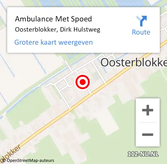 Locatie op kaart van de 112 melding: Ambulance Met Spoed Naar Oosterblokker, Dirk Hulstweg op 27 mei 2018 22:12