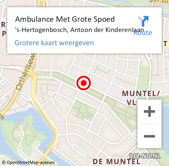 Locatie op kaart van de 112 melding: Ambulance Met Grote Spoed Naar 's-Hertogenbosch, Antoon der Kinderenlaan op 27 mei 2018 22:16