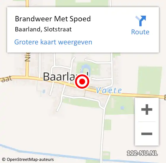 Locatie op kaart van de 112 melding: Brandweer Met Spoed Naar Baarland, Slotstraat op 27 mei 2018 22:30