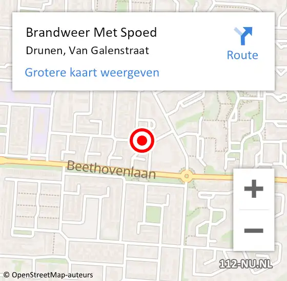 Locatie op kaart van de 112 melding: Brandweer Met Spoed Naar Drunen, Van Galenstraat op 27 mei 2018 22:46