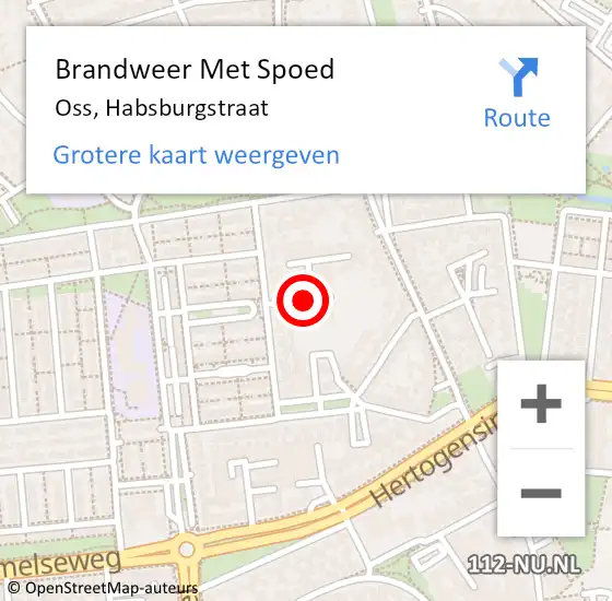 Locatie op kaart van de 112 melding: Brandweer Met Spoed Naar Oss, Habsburgstraat op 27 mei 2018 22:53