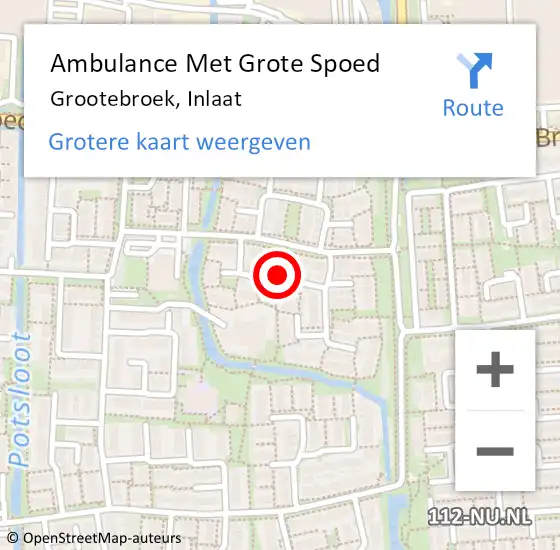 Locatie op kaart van de 112 melding: Ambulance Met Grote Spoed Naar Grootebroek, Inlaat op 27 mei 2018 22:55