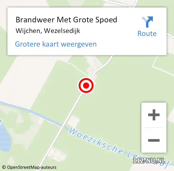 Locatie op kaart van de 112 melding: Brandweer Met Grote Spoed Naar Wijchen, Wezelsedijk op 27 mei 2018 22:56