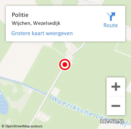 Locatie op kaart van de 112 melding: Politie Wijchen, Wezelsedijk op 27 mei 2018 22:56